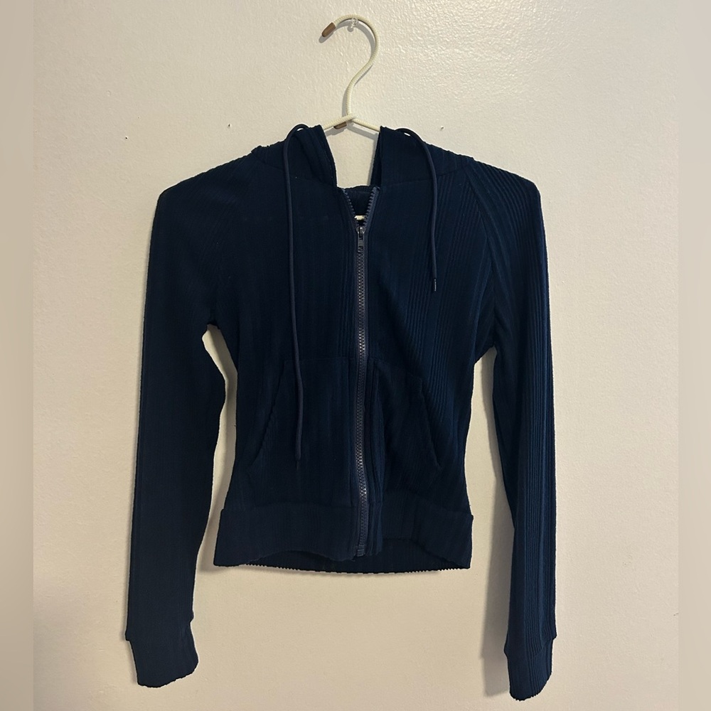 SHEIN size small navy blue slim fit zip up with hood
